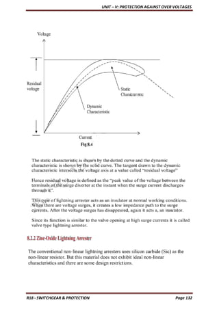 UNIT – V: PROTECTION AGAINST OVER VOLTAGES
R18 - SWITCHGEAR & PROTECTION Page 132
 