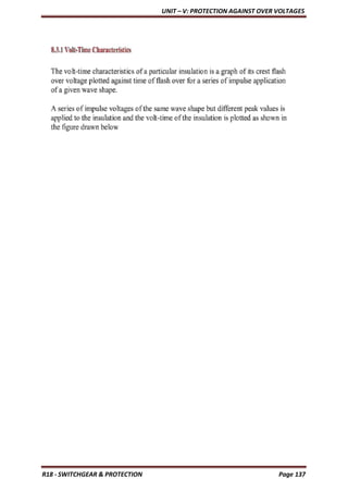UNIT – V: PROTECTION AGAINST OVER VOLTAGES
R18 - SWITCHGEAR & PROTECTION Page 137
 