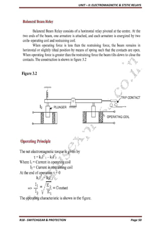 UNIT – II: ELECTROMAGNETIC & STSTIC RELAYS
R18 - SWITCHGEAR & PROTECTION Page 50
 