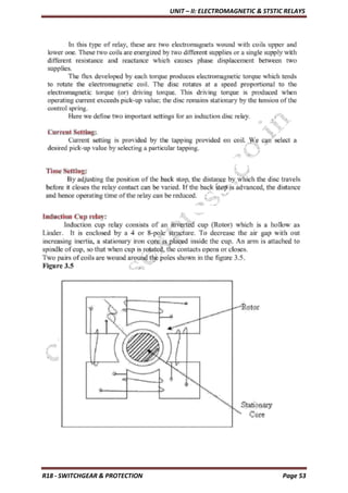 UNIT – II: ELECTROMAGNETIC & STSTIC RELAYS
R18 - SWITCHGEAR & PROTECTION Page 53
 