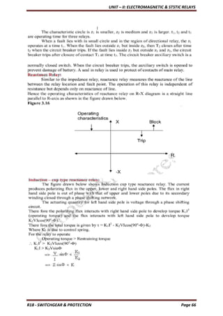 UNIT – II: ELECTROMAGNETIC & STSTIC RELAYS
R18 - SWITCHGEAR & PROTECTION Page 66
 
