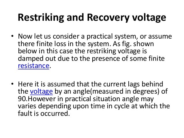 Switchgear And Protection Lecture 3 Restriking And Recovery Voltage