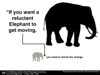 “If you want a reluctant Elephant to get moving, you need to shrink the change.