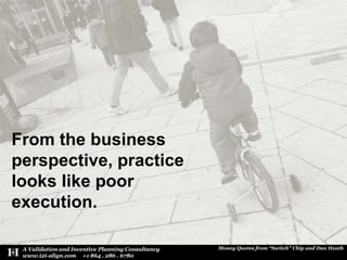 From the business perspective, practice looks like poor execution.