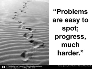 “Problems are easy to spot; progress, much harder.”