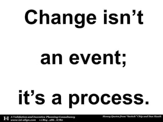 Change isn’t an event; it’s a process.