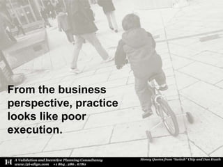 From the business perspective, practice looks like poor execution.<br />