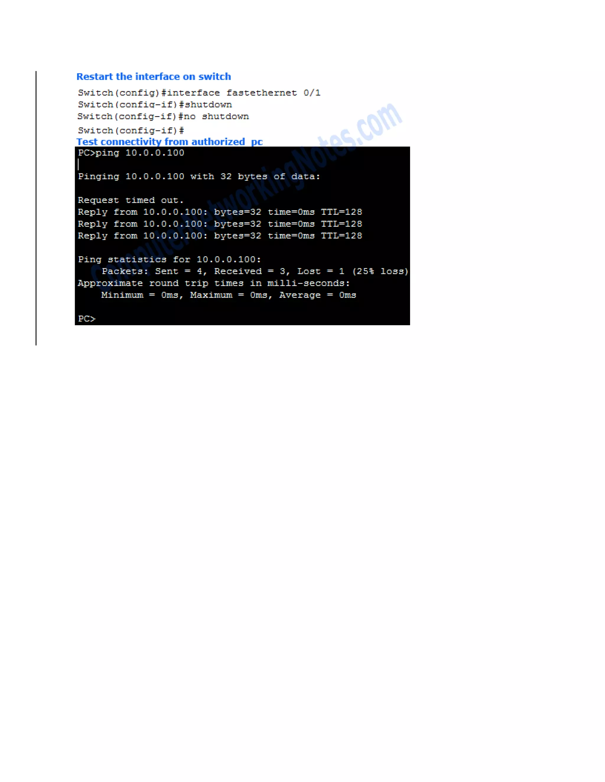 Switchport port security explained with examples | DOCX