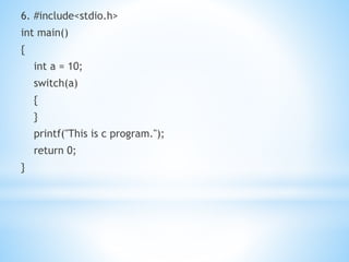 Switch statement mcq | PPT