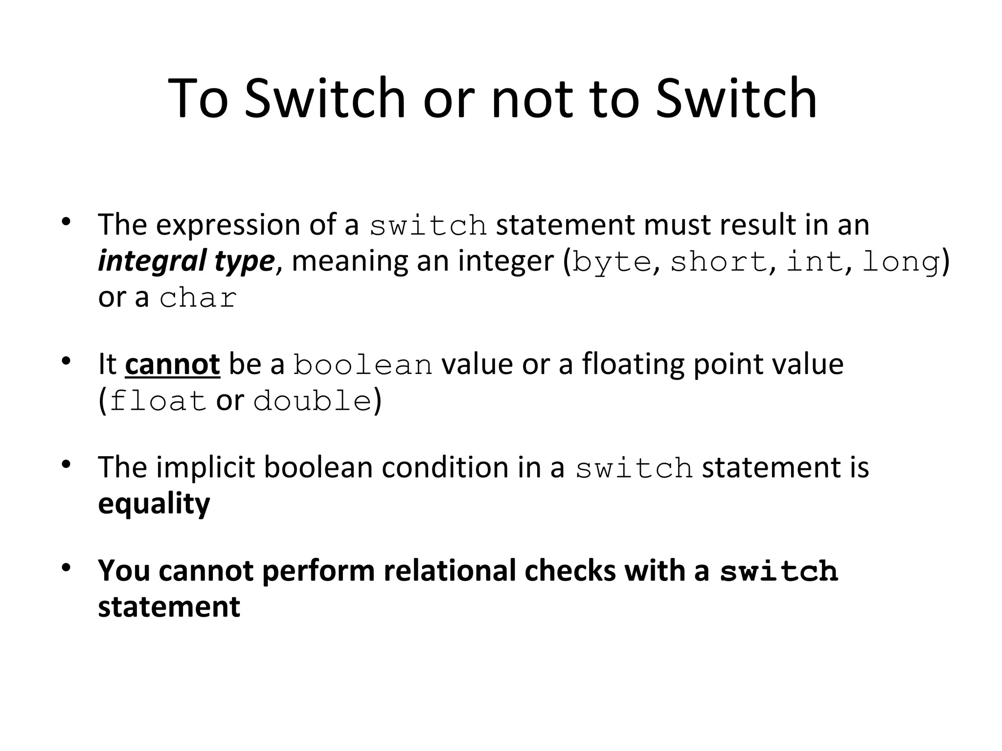 Switch statements in Java | PPT