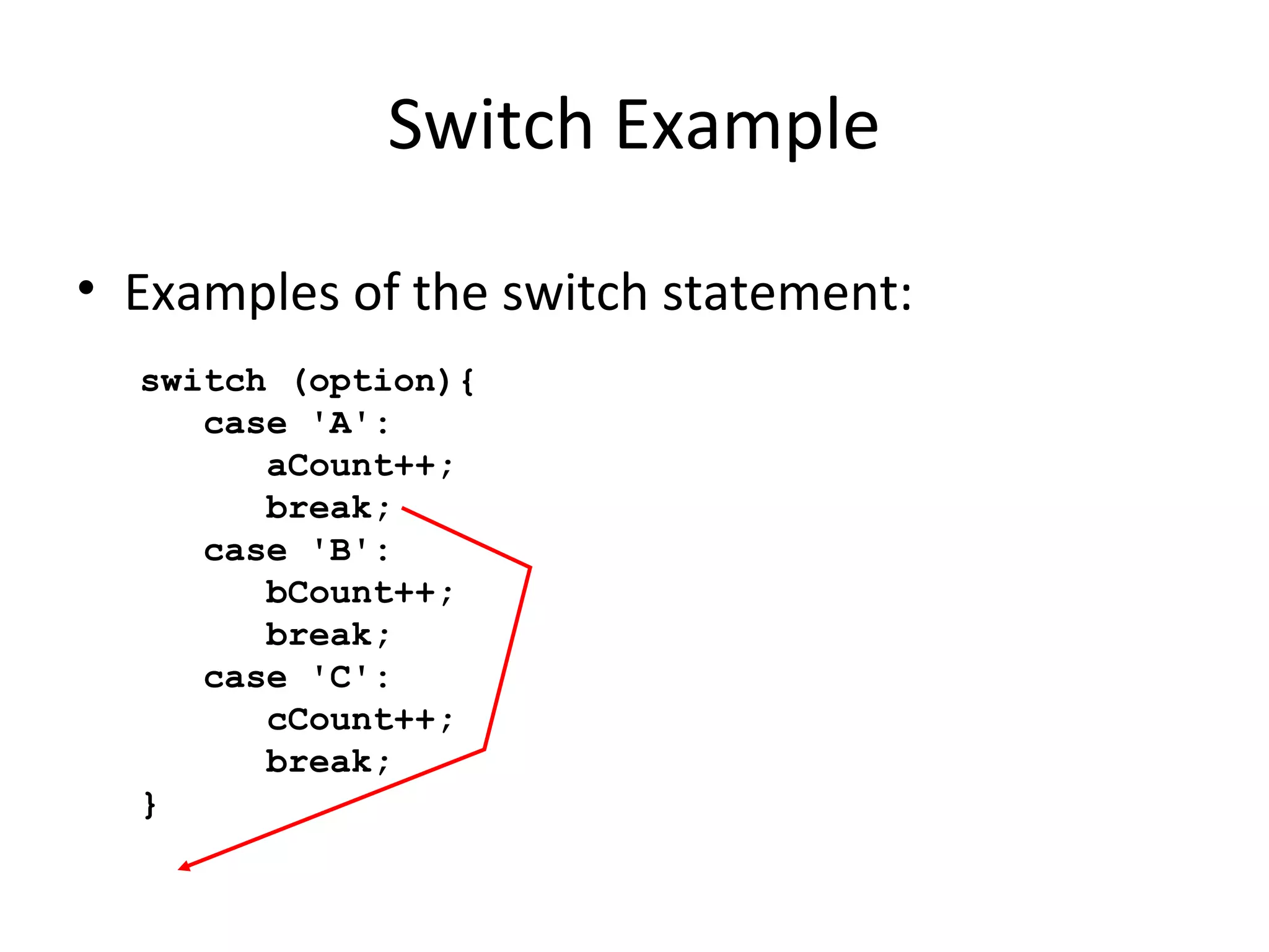 Switch statements in Java | PPT | Programming Languages | Computing
