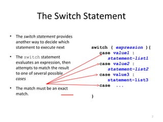 Switch statements in Java | PPT