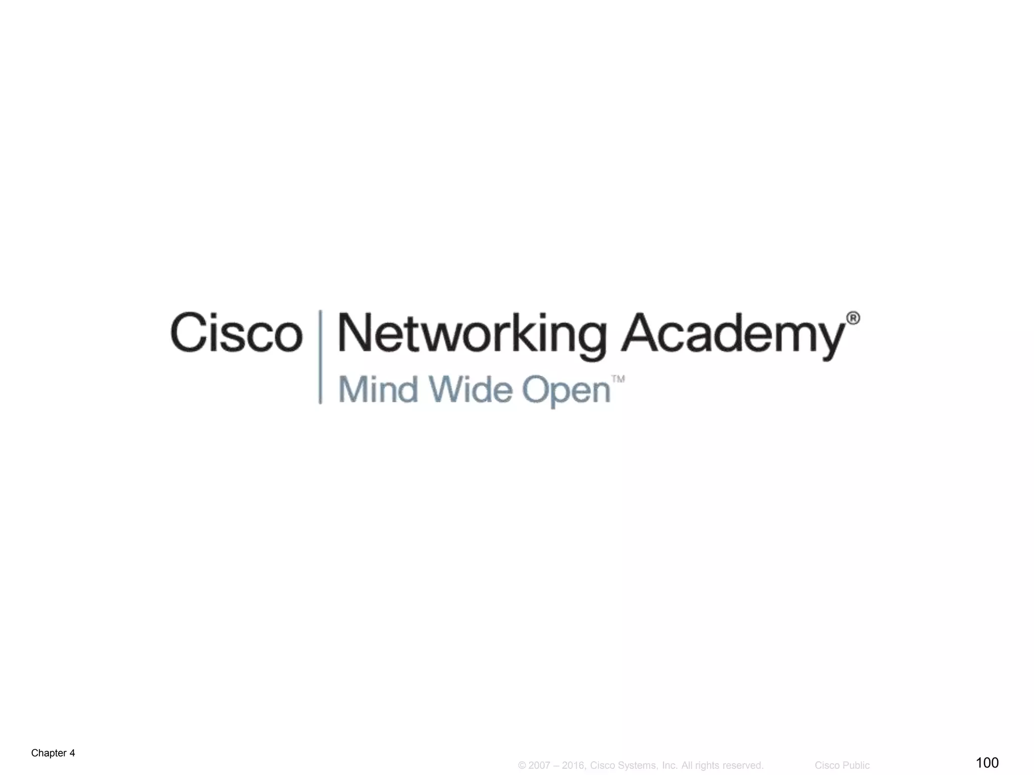 Chapter 4
100© 2007 – 2016, Cisco Systems, Inc. All rights reserved. Cisco Public
 