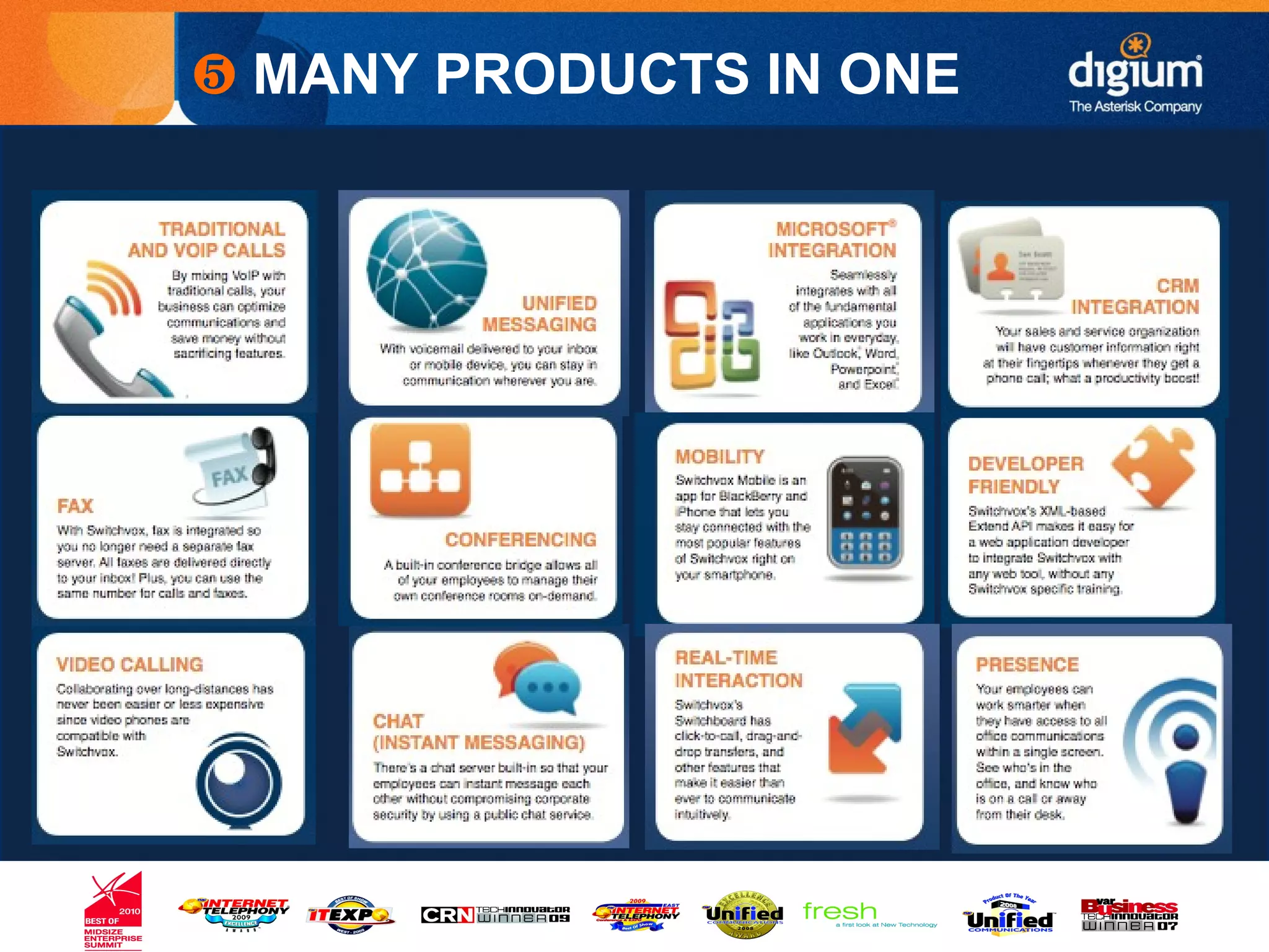 Creative Innovation – Customer Satisfaction – Continual Quality Improvement
❺ MANY PRODUCTS IN ONE
 