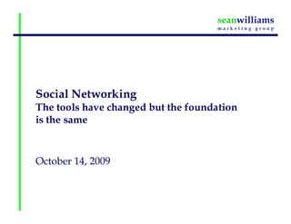 Social Networking
The tools have changed but the foundation
is the same



October 14, 2009
 