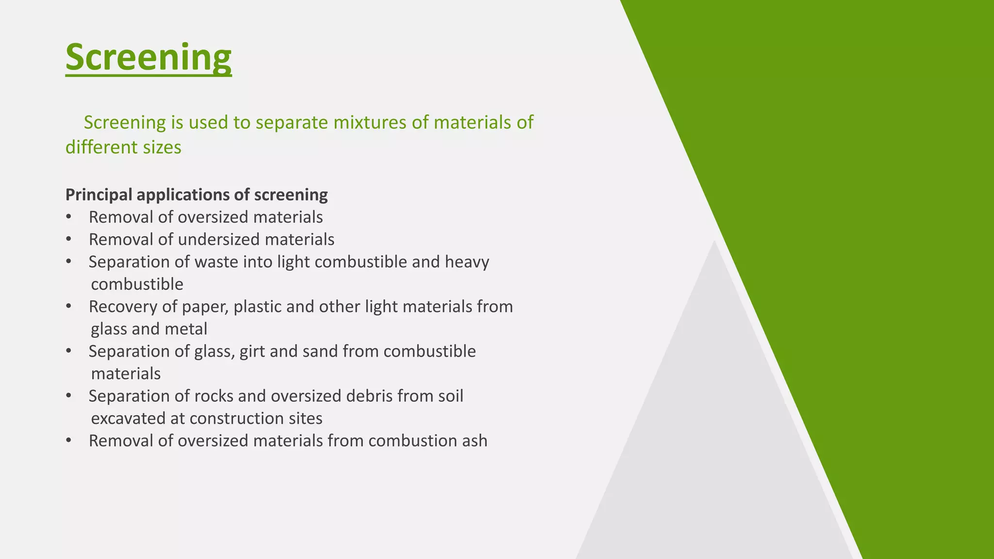 Unit operation for Separation and Processing of Solid Waste Materials | PPTX