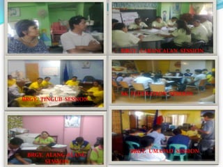 BRGY. CABANCALAN SESSION




                       SK FEDERATION SESSION
BRGY. TINGUB SESSION




                         BRGY. UMAPAD SESSION
 BRGY. ALANG-ALANG
       SESSION
 