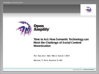 Time to Act: How Semantic Technology can Meet the Challenge of Social Content Monetization The Semantic Web Media Summit 2011 Michael T. Petit, Founder & CIO 
