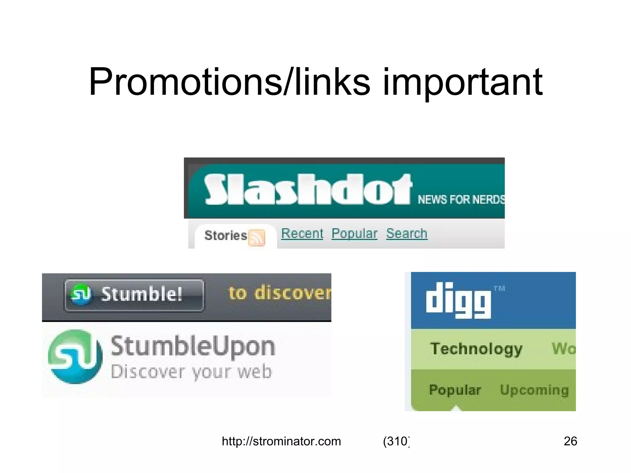 Promotions/links important 