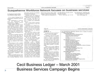 Cecil Business Ledger – March 2001
Business Services Campaign Begins
 