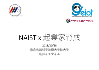 NAIST x
2018/10/28
Global Entrepreneurs on Internet of Things @ NAIST
 