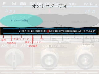 オントロジー研究オントロジー研究Semantic Websemantic webmicroformatstagsOWLRDFS形式オントロジー論理集合知領域オントロジーLinkedData知識表現Wikipedia記述論理軽量オントロジーhttp://www.flickr.com/photos/breebailey/470692148/