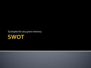 SWOT Examplesforanygivenmemory. 