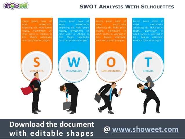 swot analysis with silhouettes for powerpoint