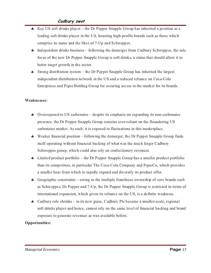 dr pepper seven up squirt swot analysis Pepper/seven up inc – squirt brands squirt brand carbonated drink is a caffeine-free, low sodium soft drink that is a blend of grapefruit juices mixed with carbonation it is the best selling carbonated grapefruit drink in the united states and marketed under dr pepper/seven up inc, which is owned. dr pepper seven up squirt swot analysis Pepper/seven up inc – squirt brands squirt brand carbonated drink is a caffeine-free, low sodium soft drink that is a blend of grapefruit juices mixed with carbonation it is the best selling carbonated grapefruit drink in the united states and marketed under dr pepper/seven up inc, which is owned.
