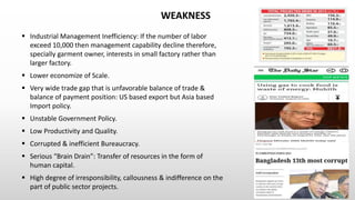 Swot analysis of ''Success of Bangladesh in International trade.” | PPTX