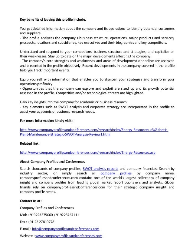 Swot analysis review on atlantic plant maintenance