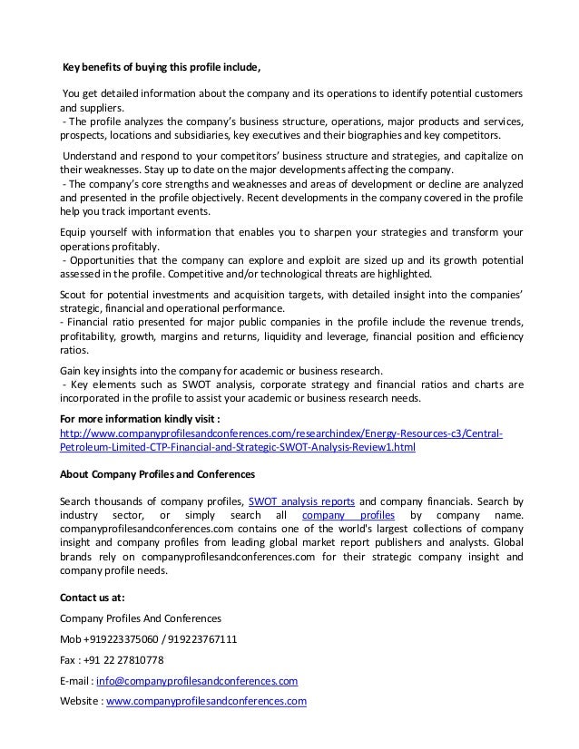 Swot analysis review on central petroleum limited (ctp)