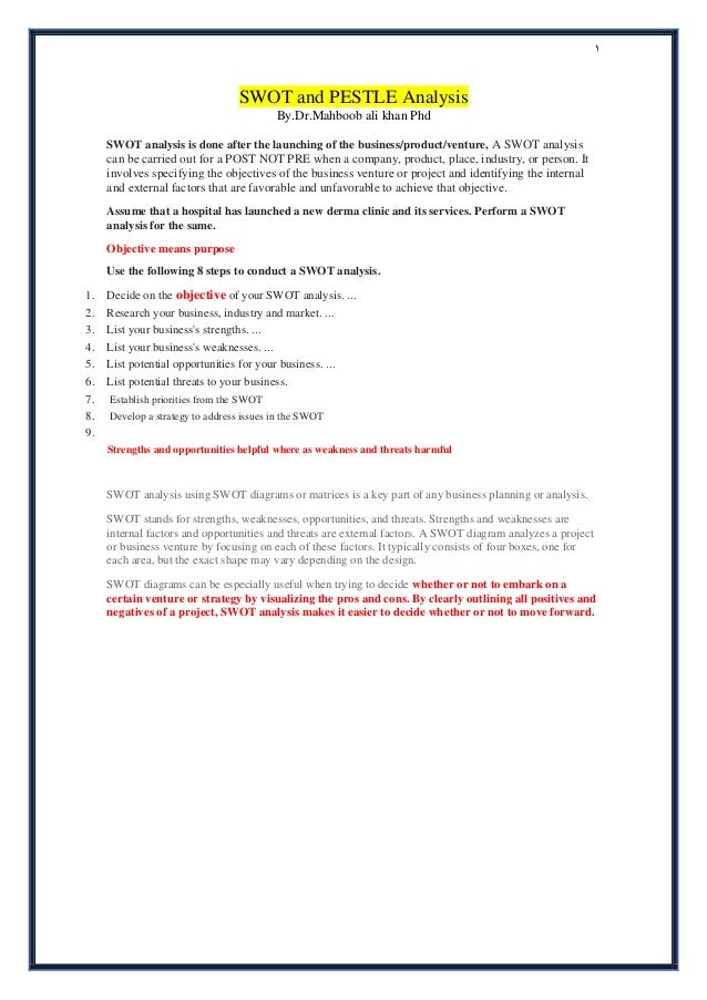 swot and pestle analysis list of business strengths