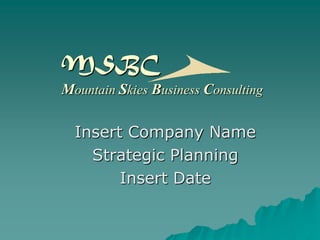 MSBC
Mountain Skies Business Consulting

Insert Company Name
Strategic Planning
Insert Date

 