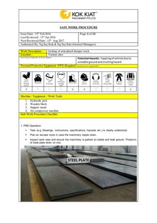 Swp for jacking of articulated dumper truck | DOCX