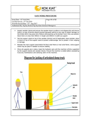 Swp for jacking of articulated dumper truck | DOCX