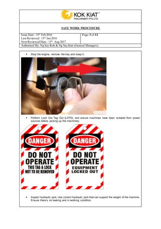 Swp for jacking of articulated dumper truck | DOCX