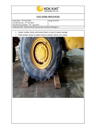 Swp for jacking of articulated dumper truck | DOCX