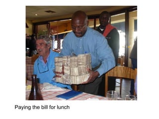 Paying the bill for lunch
 