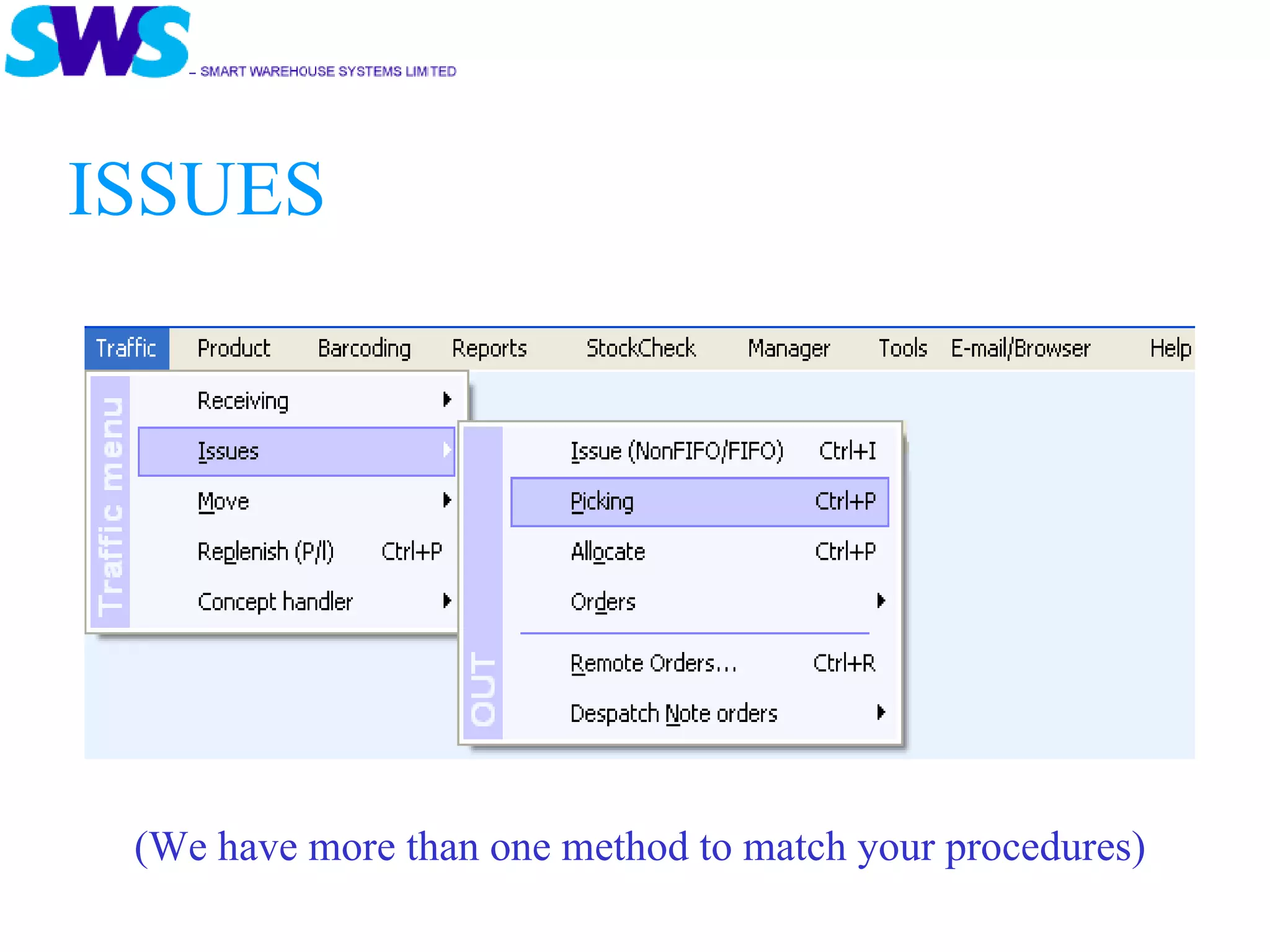 ISSUES (We have more than one method to match your procedures) 