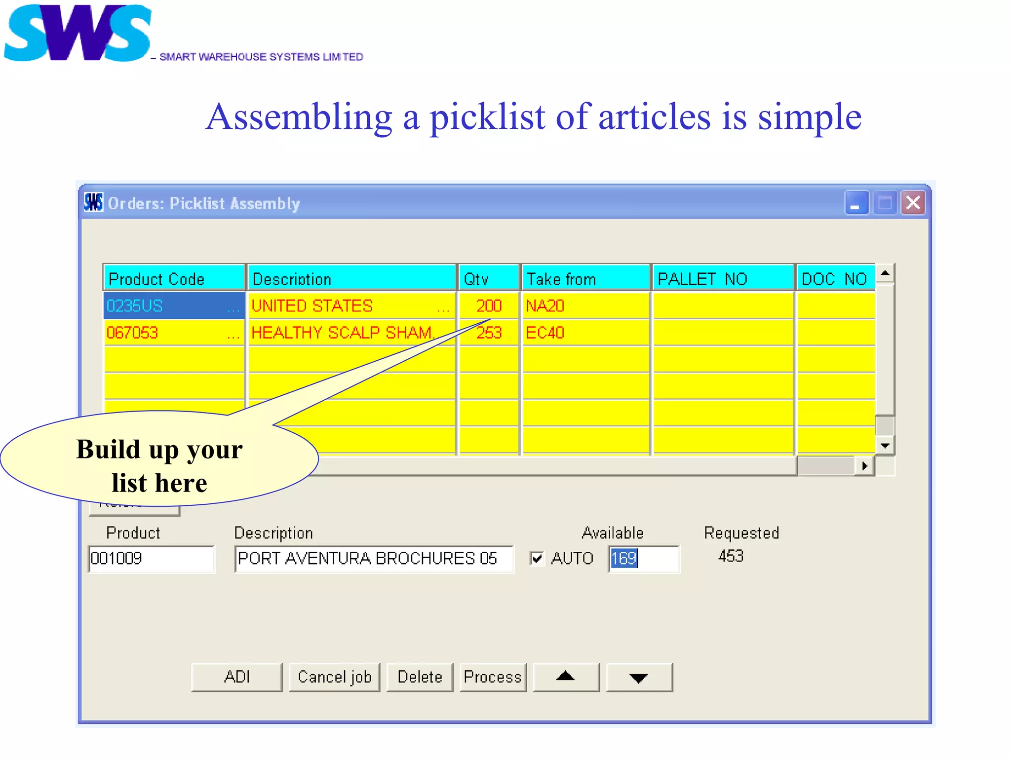 Assembling a picklist of articles is simple Build up your list here 