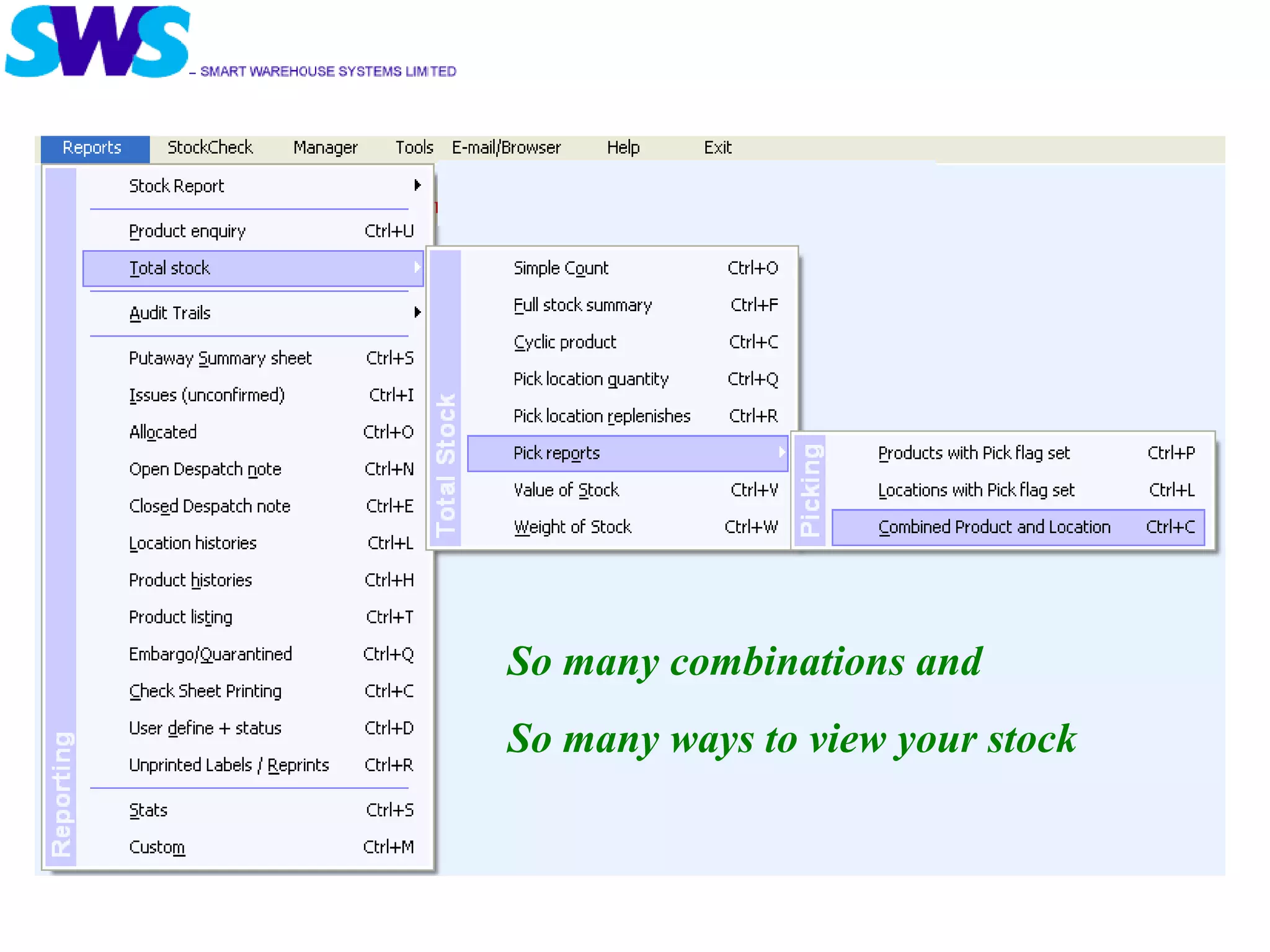 So many combinations and So many ways to view your stock 