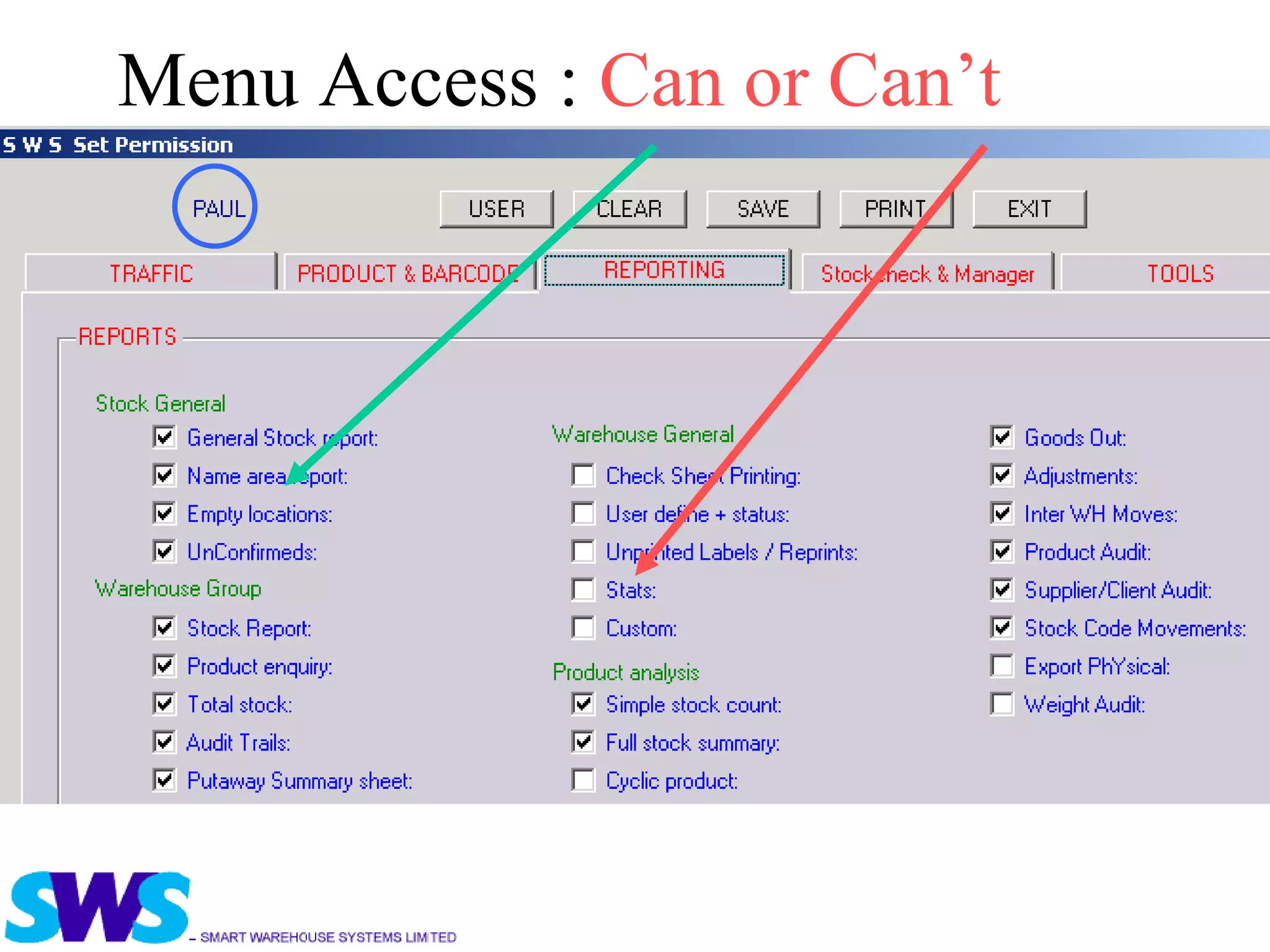 Menu Access :  Can or Can’t 