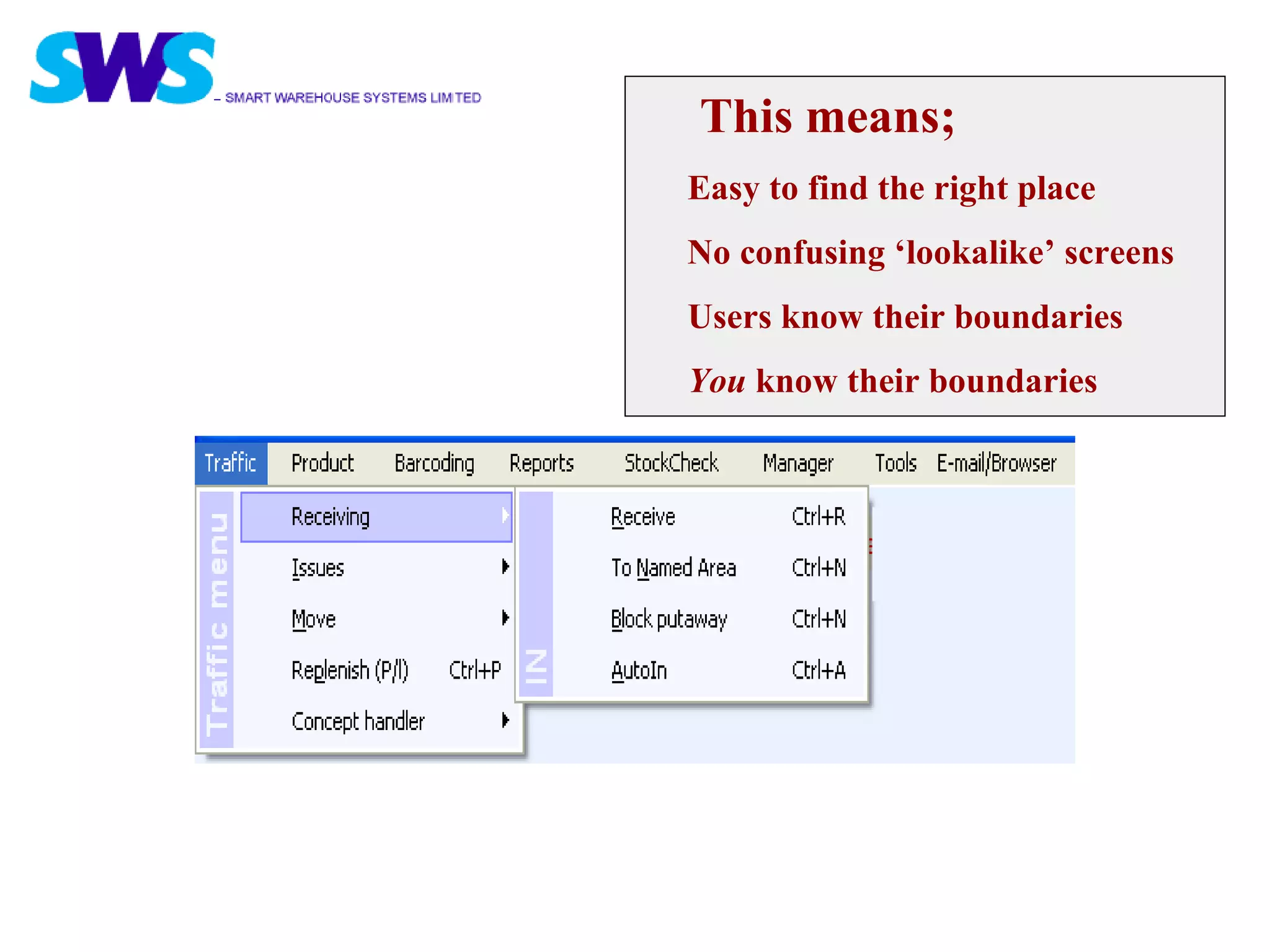 This means; Easy to find the right place No confusing ‘lookalike’ screens Users know their boundaries You  know their boundaries 