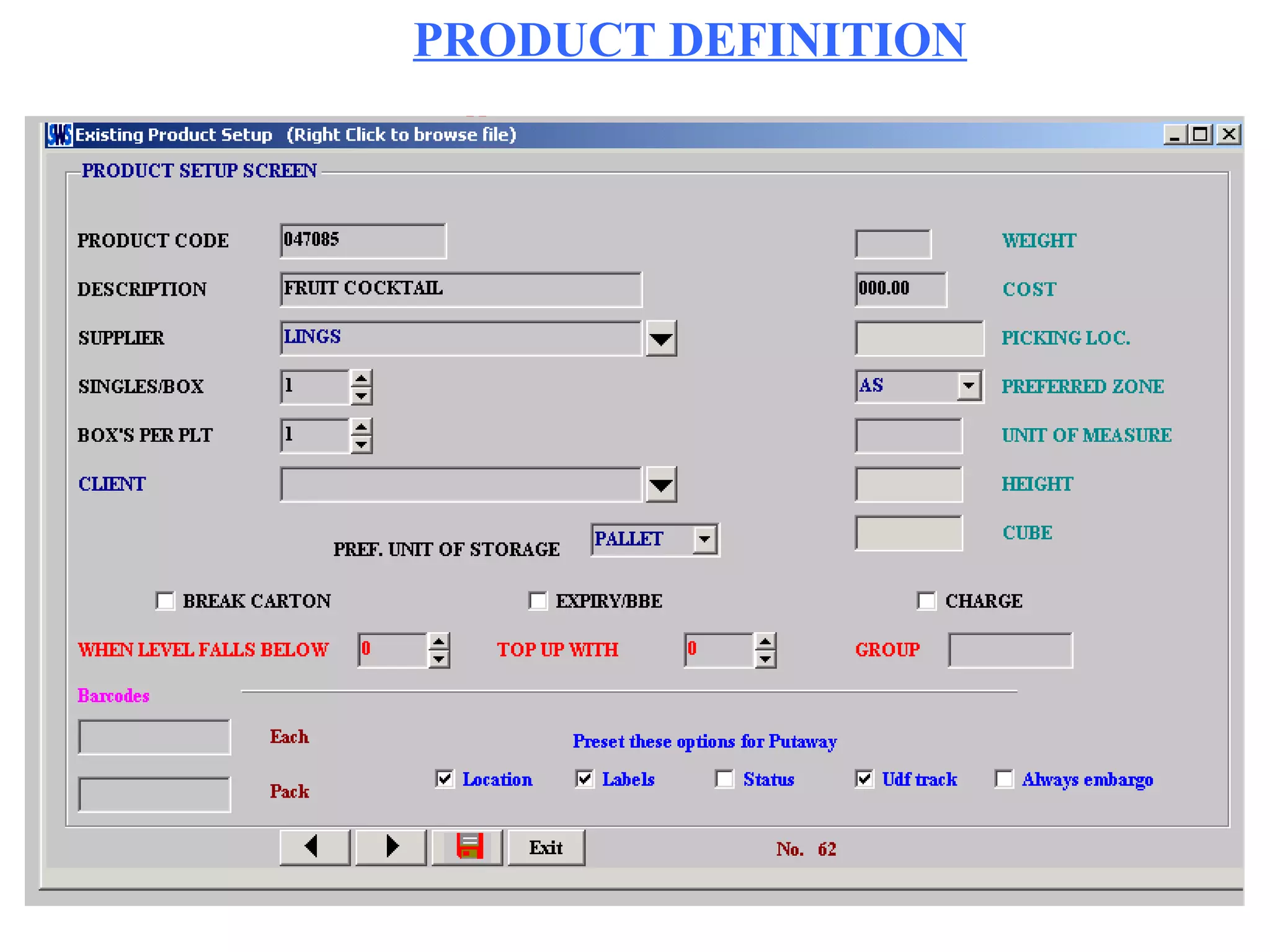 PRODUCT DEFINITION 
