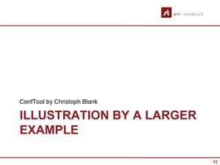 ConfTool by Christoph Blank

ILLUSTRATION BY A LARGER
EXAMPLE

                              41
 