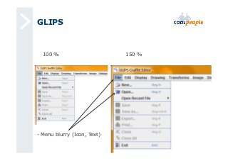GLIPS 
100 % 150 % 
- Menu blurry (Icon, Text) 
 