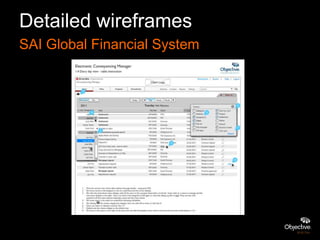 Detailed wireframes
SAI Global Financial System
 
