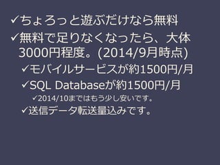 ?ä[֤ʤ 
?Ϥʤʤä顢 
3000ҳ̶ȡ(2014/9r) 
?Х륵`ӥs1500/ 
?SQL Databases1500/ 
?2014/10ޤǤϤ⤦٤Ǥ 
?ťǩ`ܞzߤǤ 
 