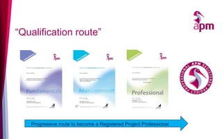 “Qualification route”
Progressive route to become a Registered Project Professional
 